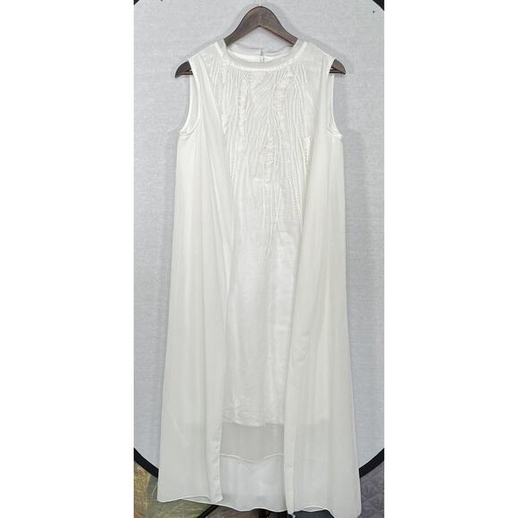 Unbranded Minimalist White Dress Women Size M Sleeveless Overlay Embroidered - Picture 5 of 16